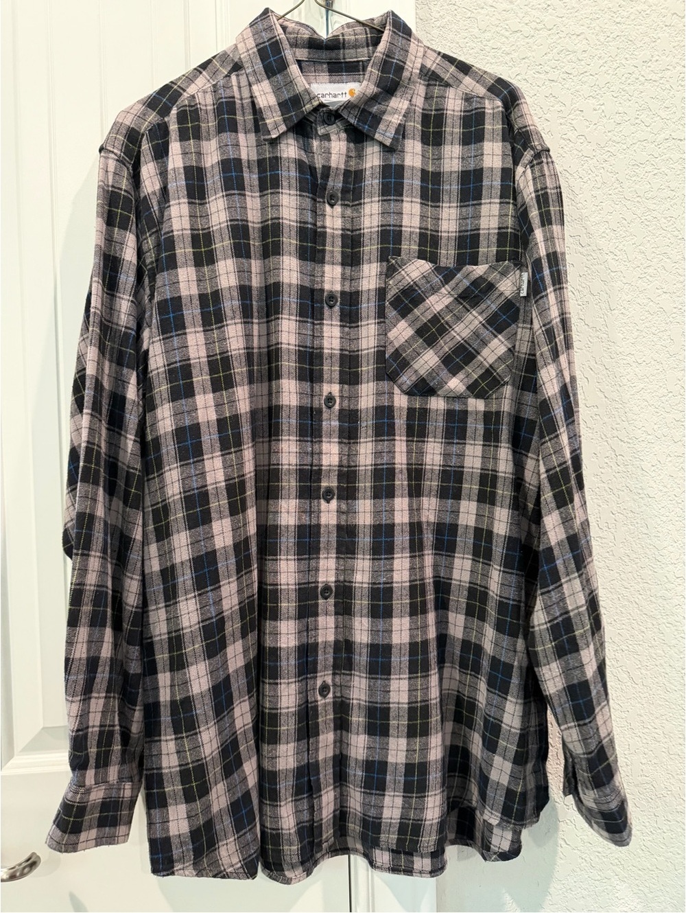 Carhartt Men's Long Sleeve Plaid Button-Up Shirt Large